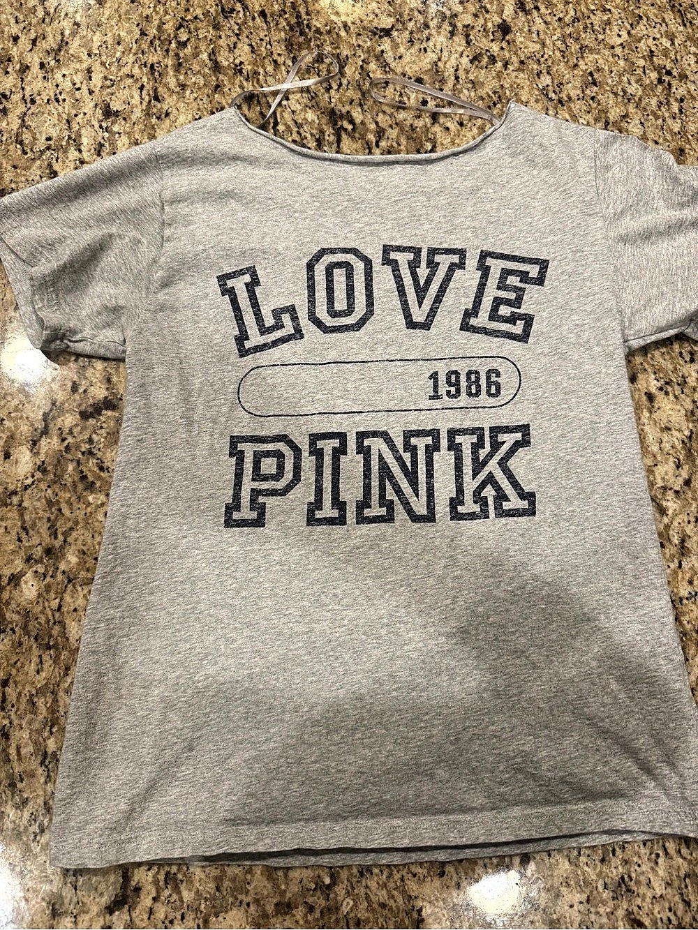 PINK Victoria's Secret Love Pink 1986 Graphic Tee Gray